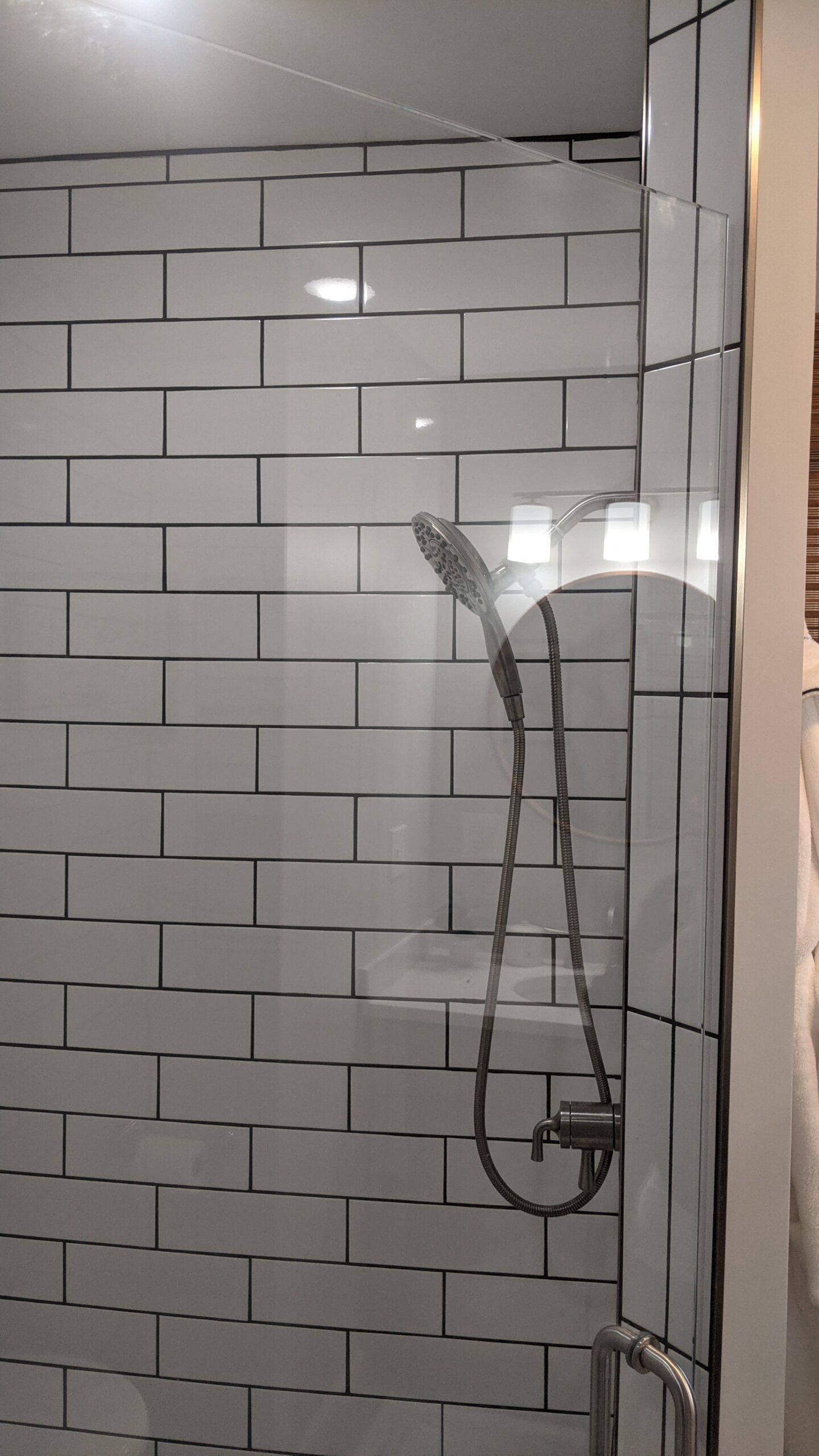 Picture of the modern subway tile shower.